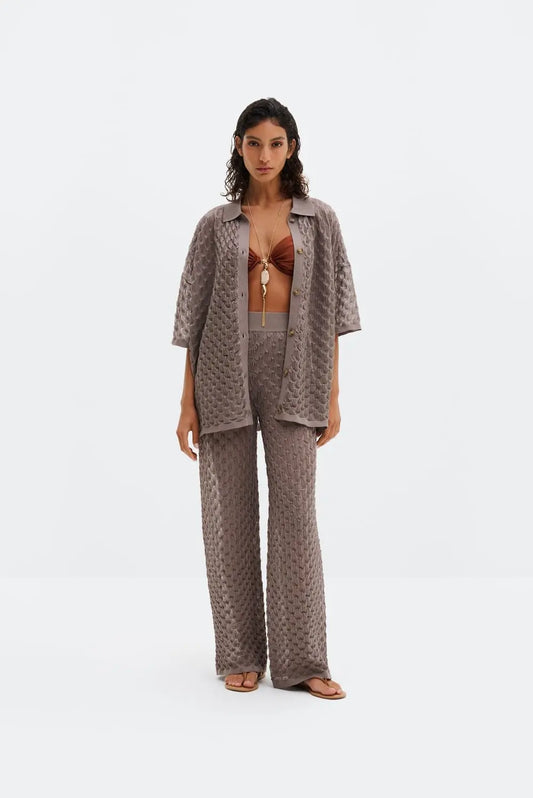 ALISSA HOSE Weite Strickhose mit Struktur