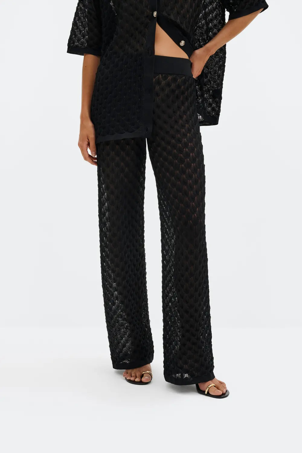 ALISSA HOSE Weite Strickhose mit Struktur