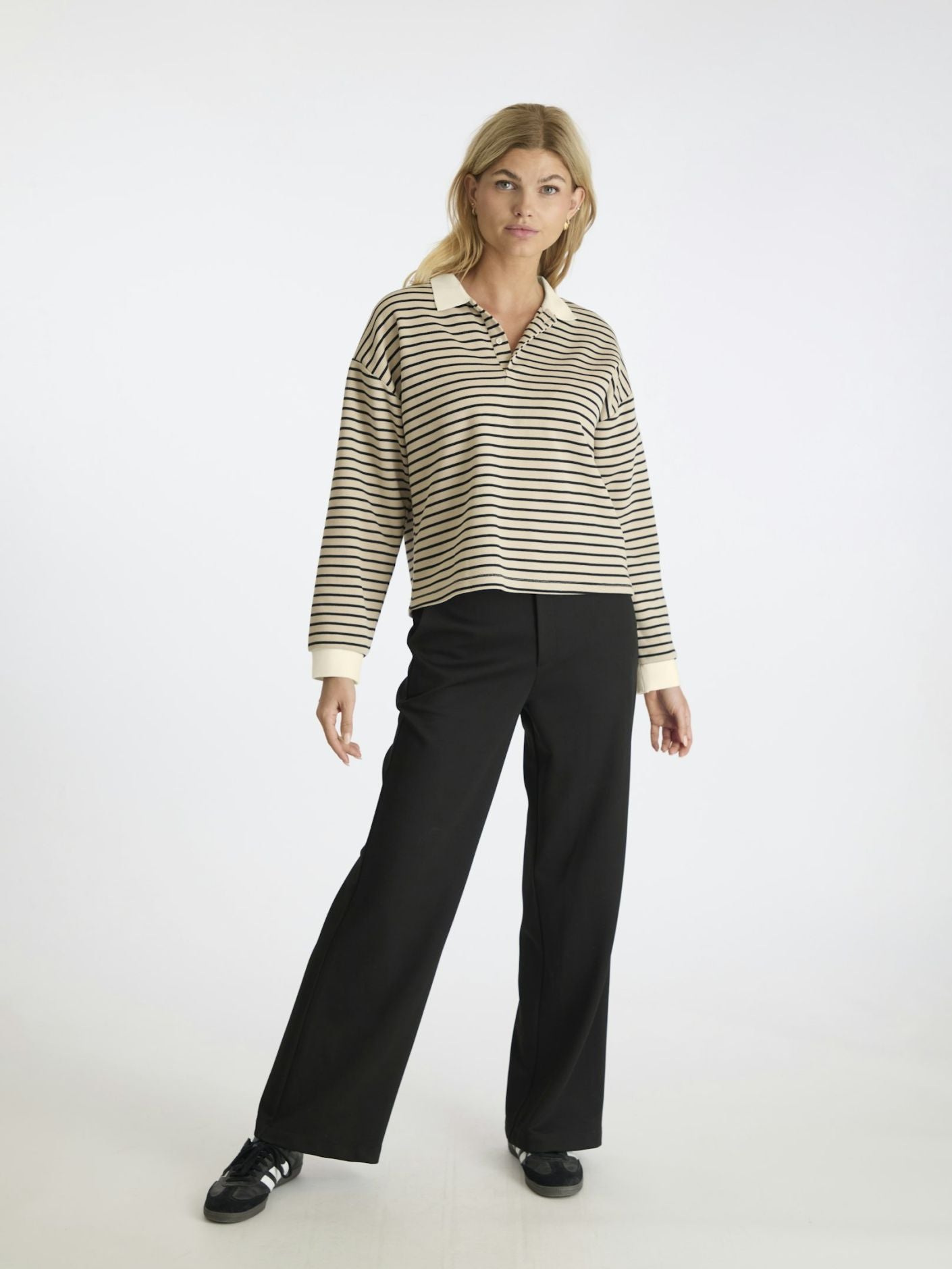 Sara Stripe Polo Blouse