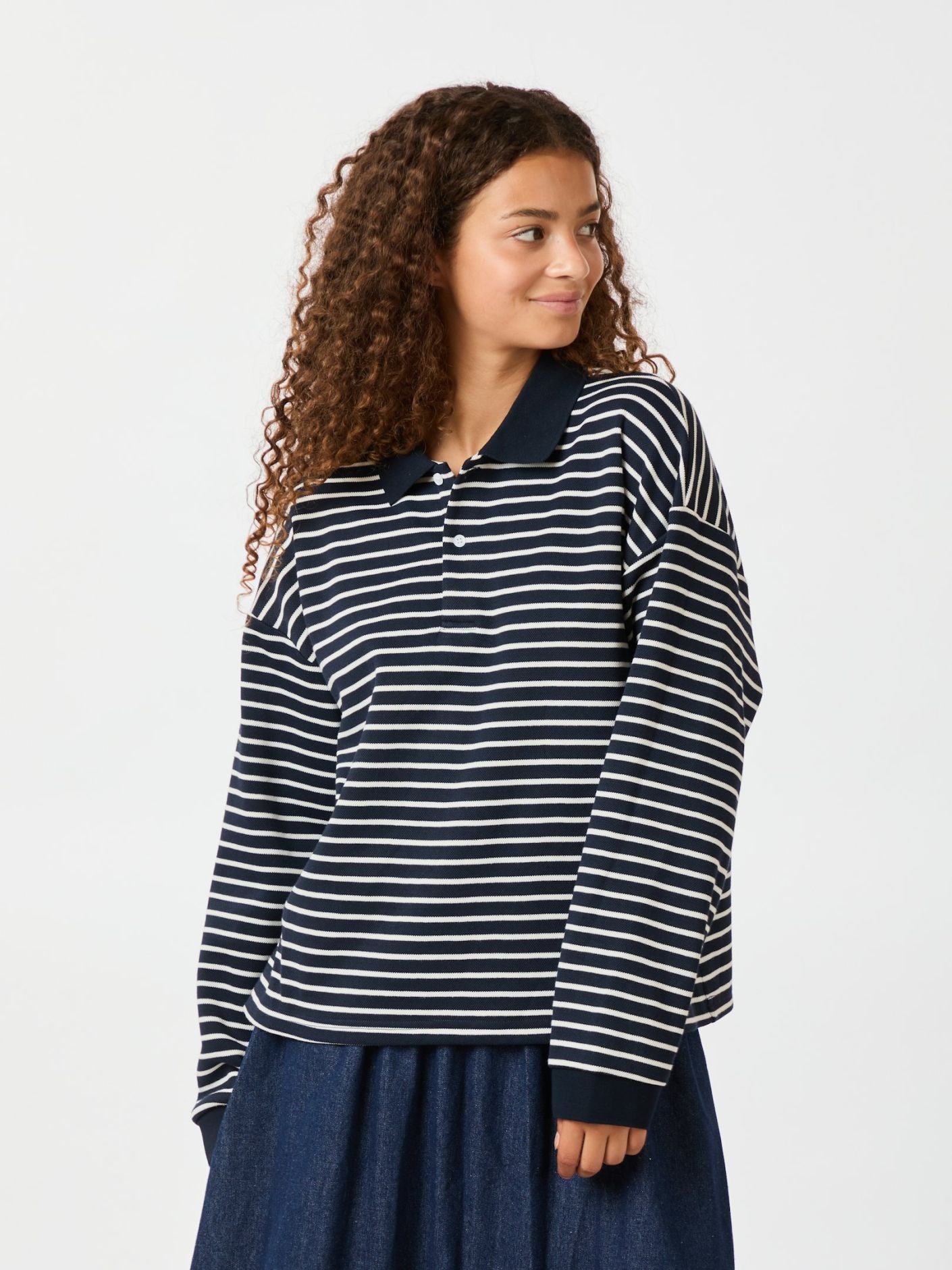 Sara Stripe Polo Blouse