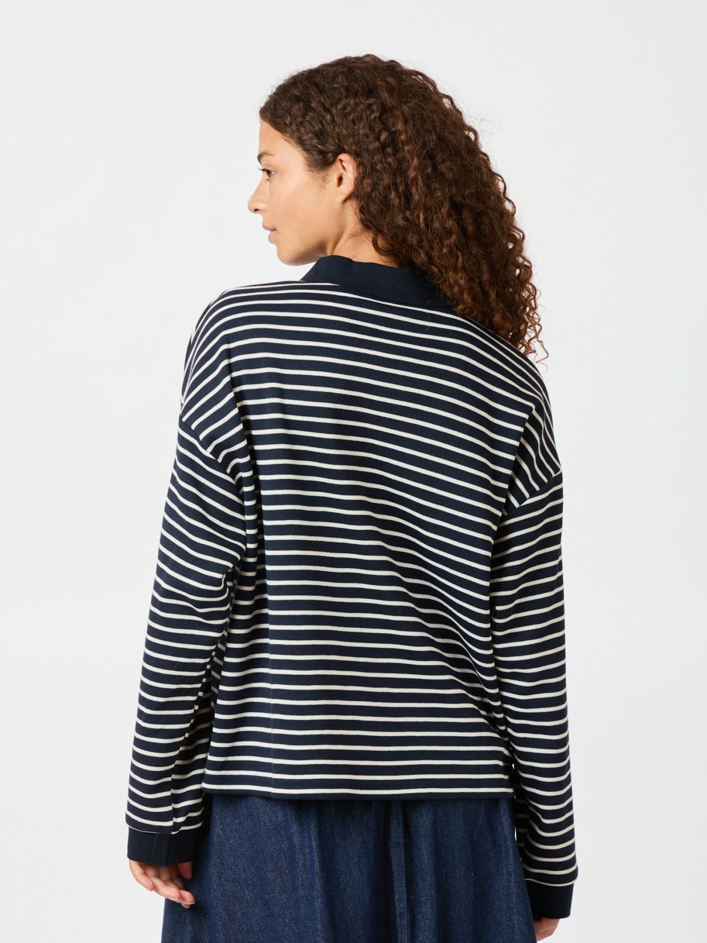 Sara Stripe Polo Blouse