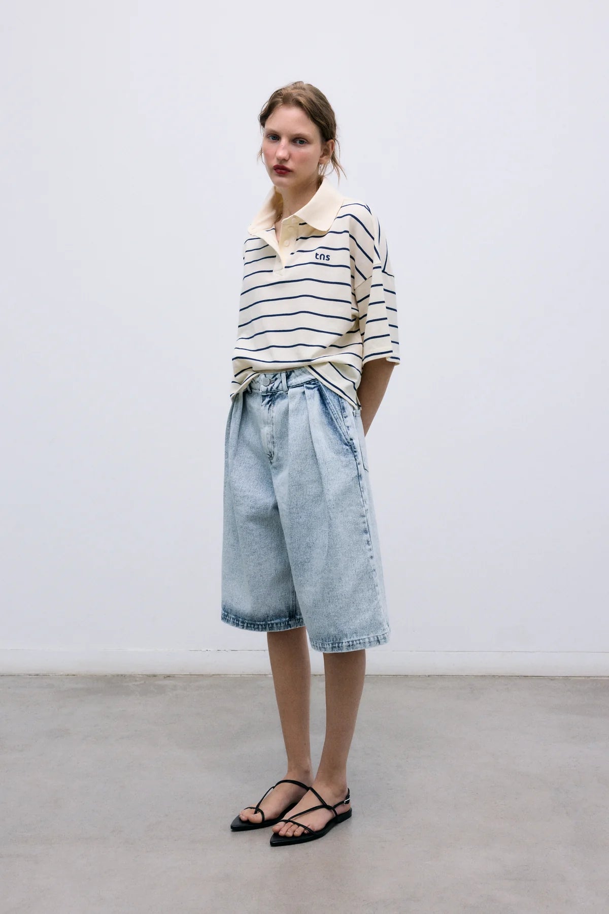 Acacia Woman Polo Ecru Stripes