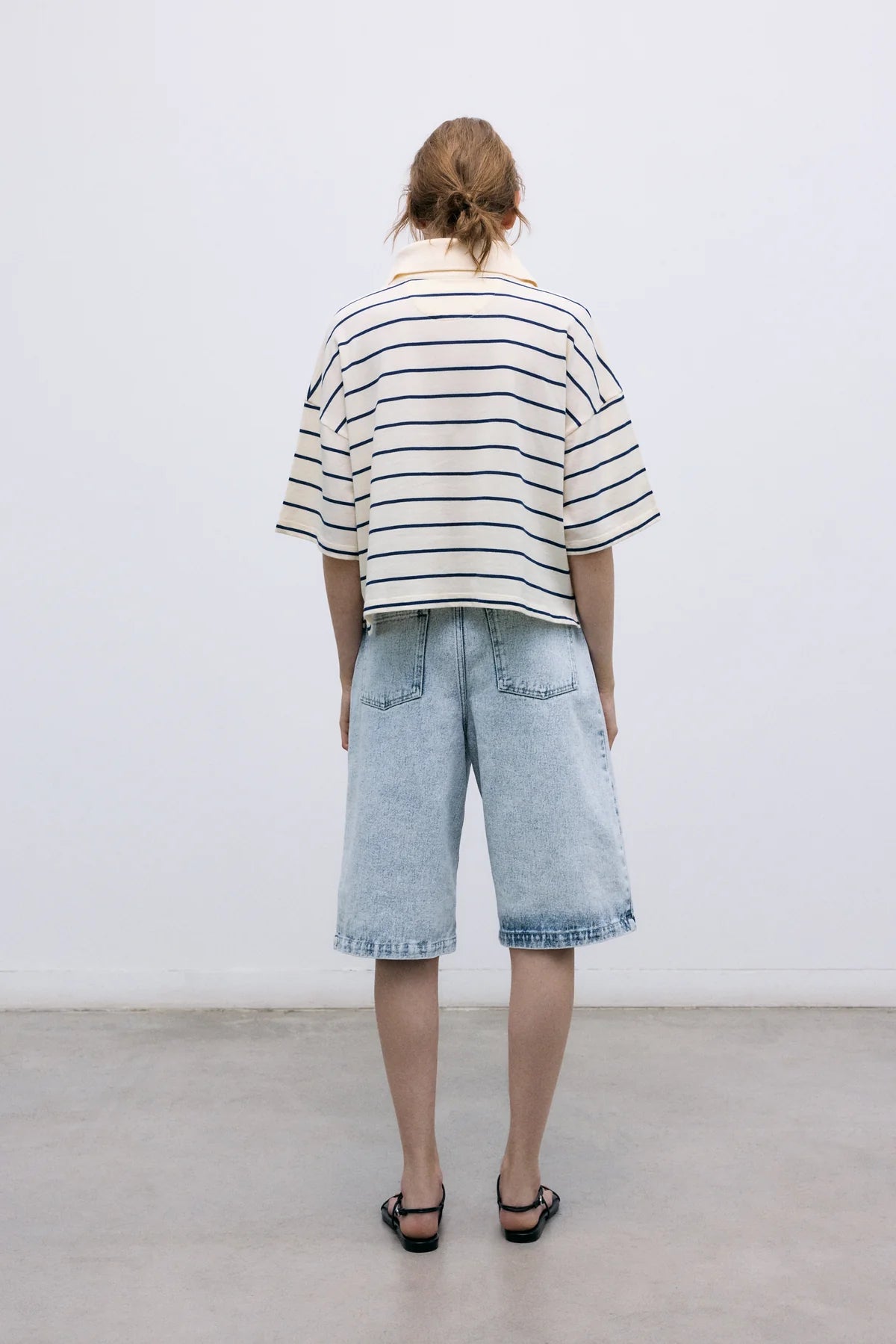 Acacia Woman Polo Ecru Stripes