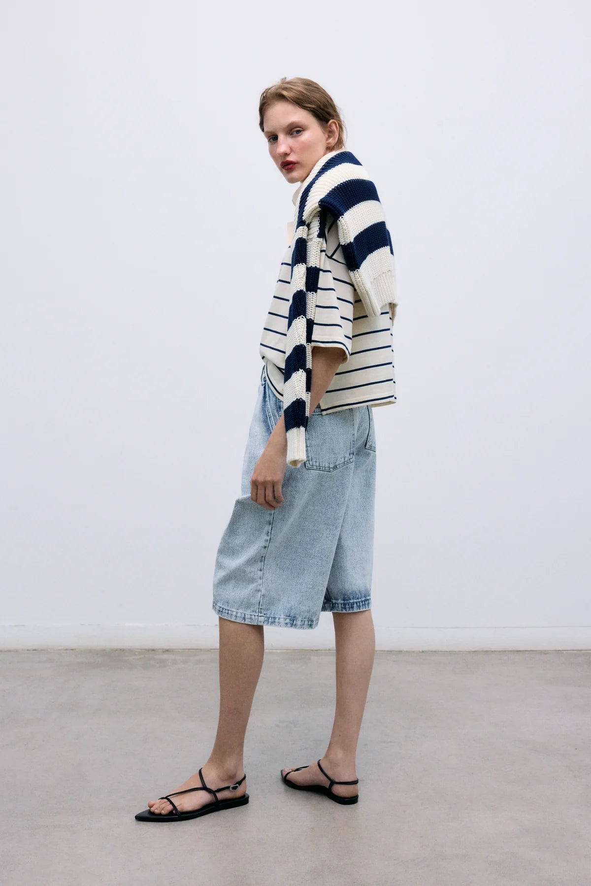 Acacia Woman Polo Ecru Stripes