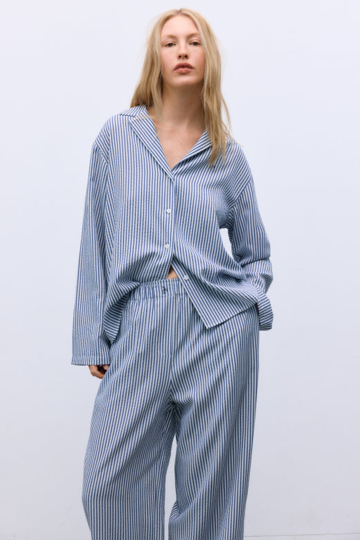 Alheli Woman Shirt Summer Midnight Stripes