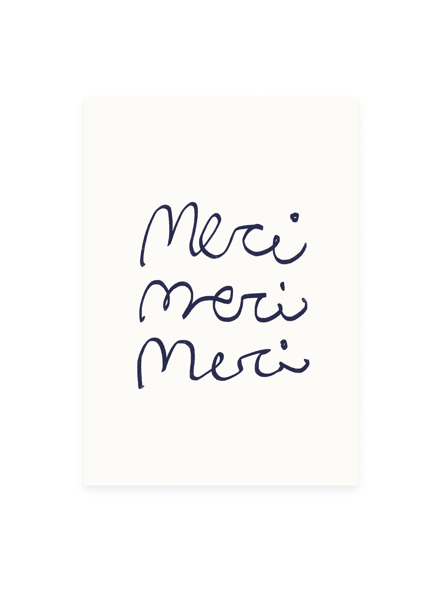 Postkarte 'merci merci merci' (Risographie) | Dankeskarte