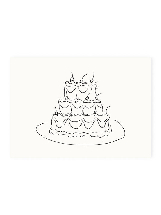 Postkarte Hochzeitstorte (Risographie) | Hochzeitstorte