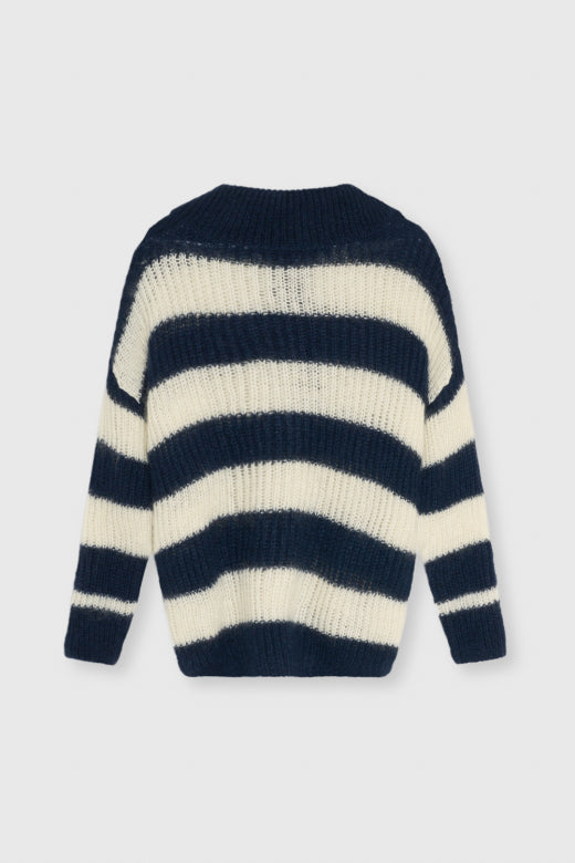 Ellie Woman Polo Black Iris Stripe | The new Society