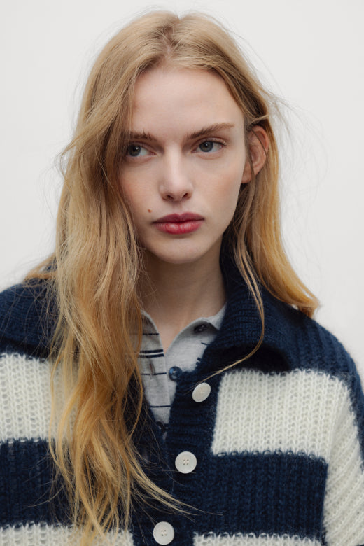 Ellie Woman Polo Black Iris Stripe | The new Society