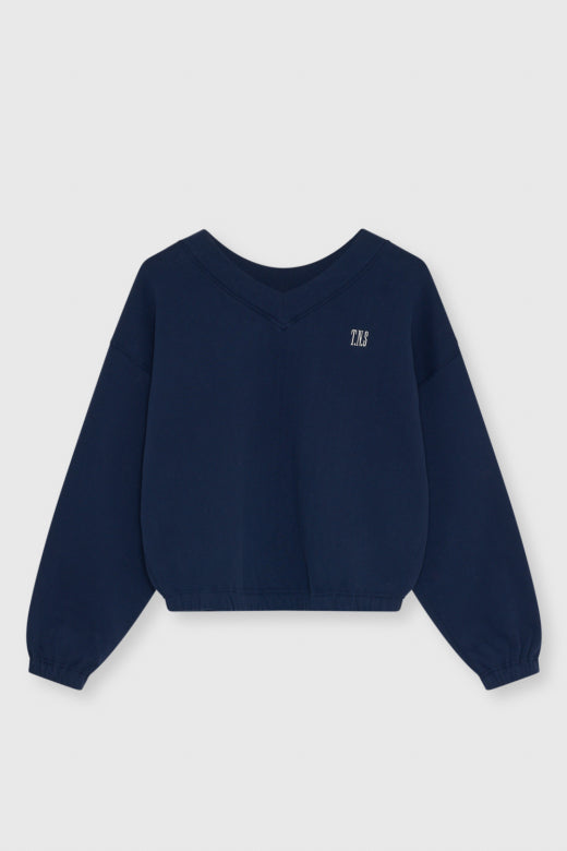 TNS Logo Rib Collar Woman Sweatshirt in Black Iris | The new Society