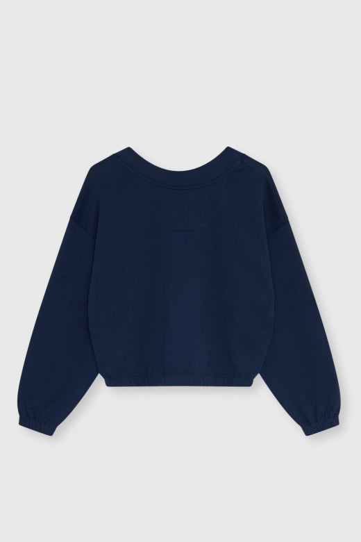 TNS Logo Rib Collar Woman Sweatshirt in Black Iris | The new Society