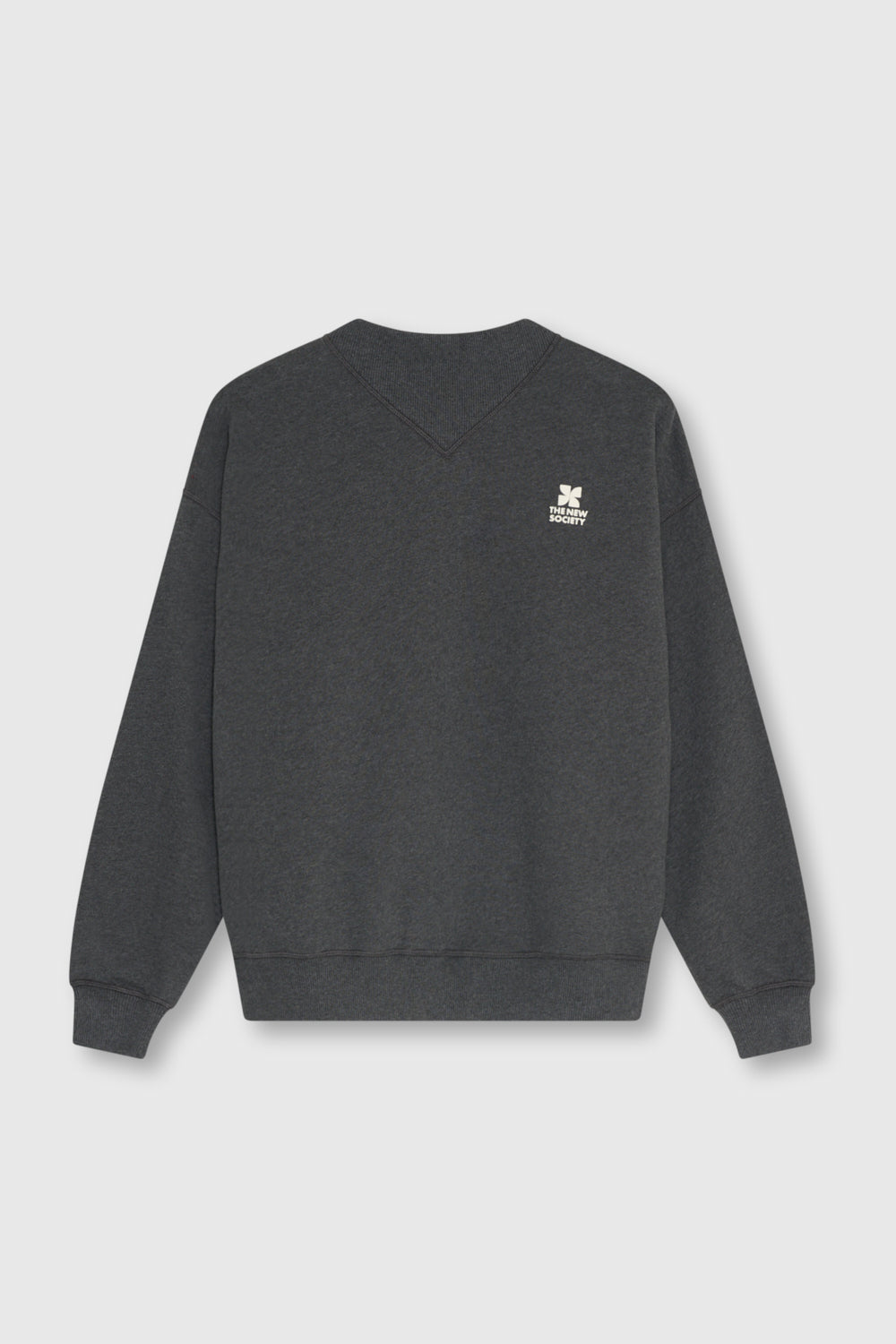 TNS Logo Rib Collar Woman Sweatshirt Dark Grey Melange | The new Society